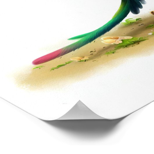 緑のマカオ絵を描の3D水素晴らし色 ポスター (角)