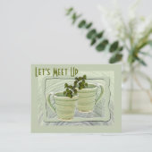 緑のマグ カップ ミントの小枝 フォト カスタム ポストカード (スタンド正面)