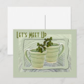 緑のマグ カップ ミントの小枝 フォト カスタム ポストカード (正面/裏面)