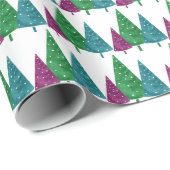 緑のマゼンタティール（緑がかった色）の水彩木模様 ラッピングペーパー (ロールコーナー)