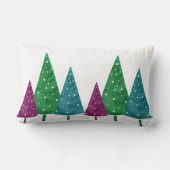 緑のマゼンタティール（緑がかった色）の水彩木模様 ランバークッション (裏面)