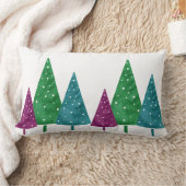 緑のマゼンタティール（緑がかった色）の水彩木模様 ランバークッション (ブランケット)