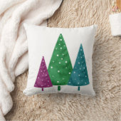 緑のマゼンタティール（緑がかった色）の水色の木 クッション (ブランケット)