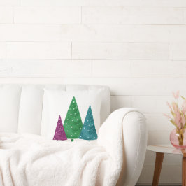 緑のマゼンタティール(緑がかった色)の水色の木 クッション