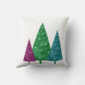 緑のマゼンタティール（緑がかった色）の水色の木 クッション (裏面)