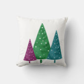 緑のマゼンタティール（緑がかった色）の水色の木 クッション (正面)