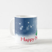 緑のマフラーをした雪だるま コーヒーマグカップ (正面左)