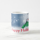 緑のマフラーをした雪だるま コーヒーマグカップ (中央)
