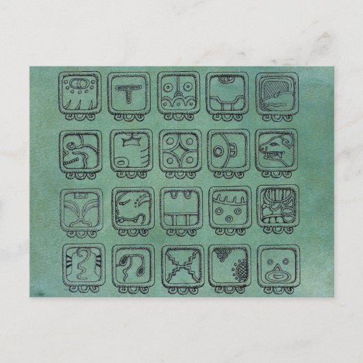 緑のマヤ・アステカの日記号 ポストカード (正面)