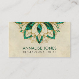 緑のマラカイトおよび金ゴールドフレームのはす 名刺