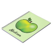 緑のマンガのリンゴの果実とカスタム文字 ノートブック (左側)