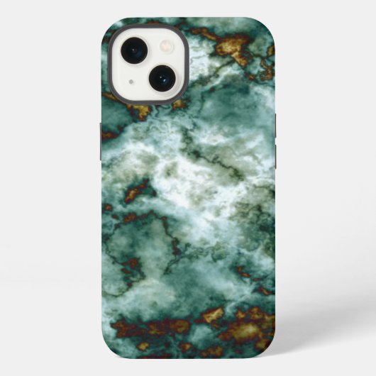 緑のマーブルテクスチャー 静脈入り iPhoneケース (裏面)