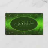 緑のマーブルパターンキュートグリッタースターイニシャル 名刺 (正面)