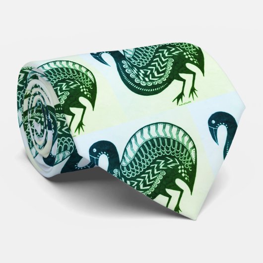 緑のミケーネインスパイアアの鳥のネックタイ ネクタイ (ロール)