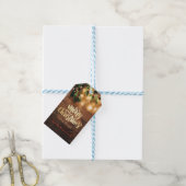 緑のミスタントー、ストリングライト、木製メリークリスマス ギフトタグ (より糸付き)