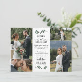 緑のミストレメリーート結婚した写真クリスマス サンキューカード (スタンド正面)