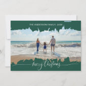 緑のミニマモダンリストのクリスマスコラージュ写真 招待状 (正面)