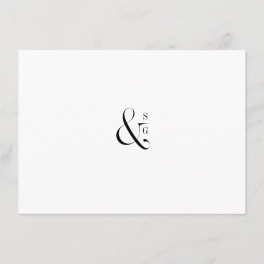 緑のミニマリストのタイポグラフィック結婚式のレセプション エンクロージャーカード (裏面)