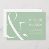 緑のミニマリストのタイポグラフィック結婚式のレセプション エンクロージャーカード (正面/裏面)