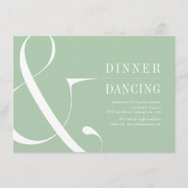 緑のミニマリストのタイポグラフィック結婚式のレセプション エンクロージャーカード