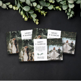 緑のミニマリストのミストレメリートー結婚したクリスマス サンキューカード