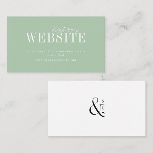 緑のミニマリストのWebサイトカードの挿入 プレイスカード (正面/裏面)