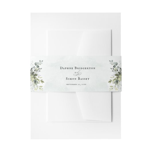 緑のミニマリストスクリプト結婚式招待状 招待状ベリーバンド (正面例)