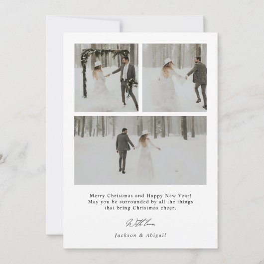 緑のミニマルなスクリプトタイポグラフィ写真クリスマス シーズンカード (裏面)