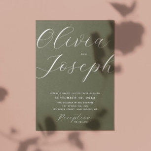 緑のミニマルなスクリプト写真結婚のQRコードを表示 招待状