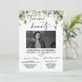 緑のミニマルな台本の写真葬儀記念碑 招待状 (スタンド正面)