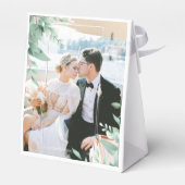 緑のミニマルカスタムリストの結婚写真 フェイバーボックス (裏面サイド)