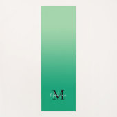 緑のミニマルグラデーションのモノグラムスクリプト名 ヨガマット (正面)