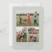 緑のミニマルフレーム4写真ハッピー感謝祭 シーズンカード (正面)