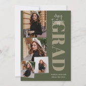 緑のミニマルモダンリスト縦5枚の卒業 招待状 (正面)