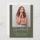 緑のミニマルモダンリスト縦5枚の卒業 招待状 (裏面)