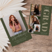 緑のミニマルモダンリスト縦5枚の卒業 招待状