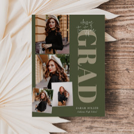 緑のミニマルモダンリスト縦5枚の卒業 招待状