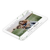 緑のミニマル写真の結婚式が日付を救う マグネット (左側)