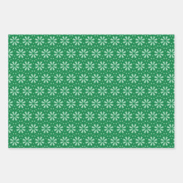 緑のミニマル文様水田 ラッピングペーパーシート