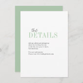 緑のミニマル結婚リストの詳細カード エンクロージャーカード (正面/裏面)