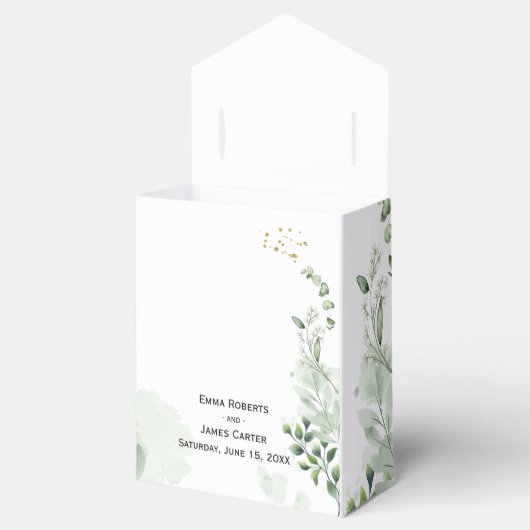 緑のミニマル結婚式の引き出物ボックス フェイバーボックス (オープン)