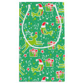 緑のミュージカル鳥とトナカイのクリスマス抱き枕 スモールペーパーバッグ (裏面)