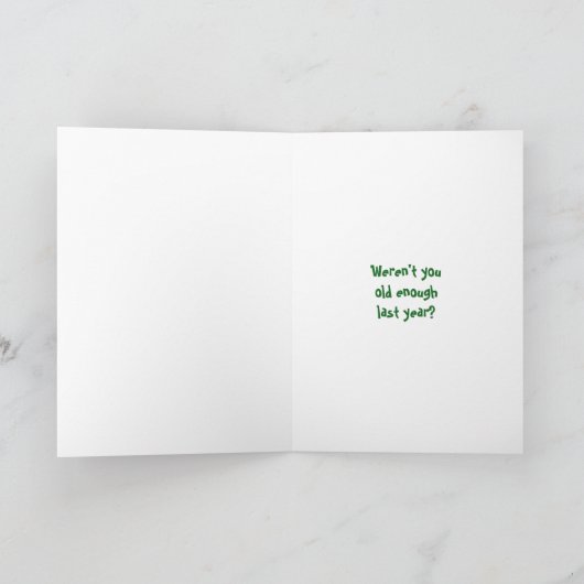 緑のメガネの誕生日ユーモアの古い亀 カード (内部)