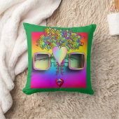 緑のメガネをかけた顔 クッション (ブランケット)