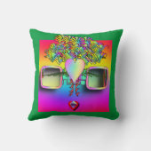 緑のメガネをかけた顔 クッション (裏面)