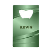 緑のメタリックブラシ仕上げアルミルック クレジットカード栓抜き (裏面)