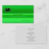 緑のメタリックルックのブラック・ウェルシュ・ドラゴン 名刺 (正面/裏面)