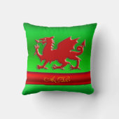 緑のメタリック効果のモノグラム、レッドドラゴン クッション (裏面)