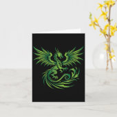 緑のメディーバルドラゴン ファンタジー 神話 アート メンズ レディース カード (黄色い花)