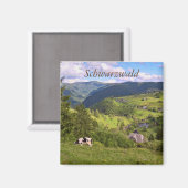 緑のメドウズとパノラマビューの牛 マグネット (正面/裏面)